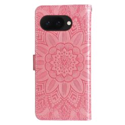 Kryty na mobil | Peňaženkové puzdro Embossing Pattern Slnečnica ružové – Google Pixel 9a | Kryty na mobil
