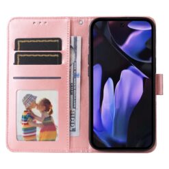 Kryty na mobil | Peňaženkové puzdro Embossing Pattern Slnečnica ružové – Google Pixel 9a | Kryty na mobil