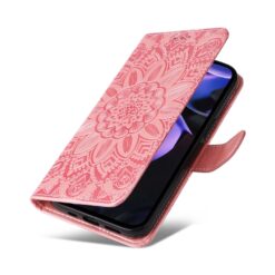 Kryty na mobil | Peňaženkové puzdro Embossing Pattern Slnečnica ružové – Google Pixel 9a | Kryty na mobil