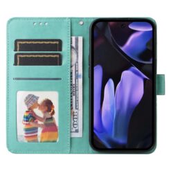 Kryty na mobil | Peňaženkové puzdro Embossing Pattern Slnečnica zelené – Google Pixel 9a | Kryty na mobil
