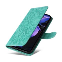 Kryty na mobil | Peňaženkové puzdro Embossing Pattern Slnečnica zelené – Google Pixel 9a | Kryty na mobil