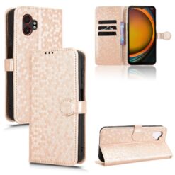 Kryty na mobil | Peňaženkové puzdro Honeycomb Dot Texture Case zlaté – Samsung Galaxy Xcover 7 Pro | Kryty na mobil
