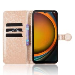 Kryty na mobil | Peňaženkové puzdro Honeycomb Dot Texture Case zlaté – Samsung Galaxy Xcover 7 Pro | Kryty na mobil