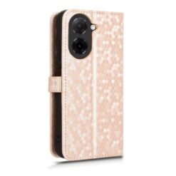 Kryty na mobil | Peňaženkové puzdro Honeycomb Dot Texture Case zlaté – Xiaomi Redmi A5 | Kryty na mobil