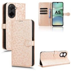 Kryty na mobil | Peňaženkové puzdro Honeycomb Dot Texture Case zlaté – Xiaomi Redmi A5 | Kryty na mobil
