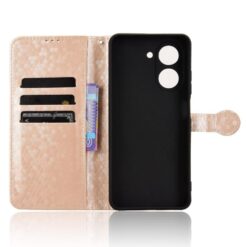 Kryty na mobil | Peňaženkové puzdro Honeycomb Dot Texture Case zlaté – Xiaomi Redmi A5 | Kryty na mobil