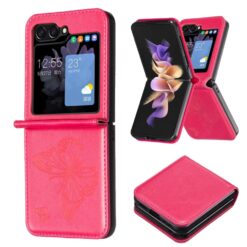 Puzdro Embossing Pattern Motýľ tmavoružové – Samsung Galaxy Z Flip 5 | Kryty na mobil Kryty na mobil | Puzdro Embossing Pattern Motýľ tmavoružové – Samsung Galaxy Z Flip 5 | Kryty na mobil