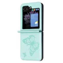 Kryty na mobil | Puzdro Embossing Pattern Motýľ zelené – Samsung Galaxy Z Flip 5 | Kryty na mobil