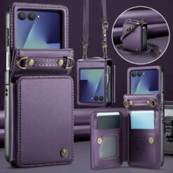 Multifunkčné peňaženkové puzdro CaseMe Business case fialové – Samsung Galaxy Z Flip 7 | Kryty na mobil Kryty na mobil | Multifunkčné peňaženkové puzdro CaseMe Business case fialové – Samsung Galaxy Z Flip 7 | Kryty na mobil