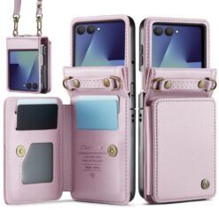 Multifunkčné peňaženkové puzdro CaseMe Business case ružové – Samsung Galaxy Z Flip 7