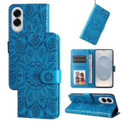 Kryty na mobil | Peňaženkové puzdro Embossing Pattern Slnečnica modré – Samsung Galaxy S25 Edge | Kryty na mobil