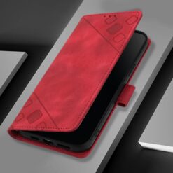Kryty na mobil | Peňaženkové puzdro Embossing Pattern Square červené – TCL 60 SE Nxtpaper | Kryty na mobil