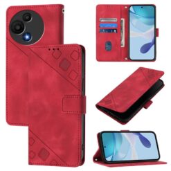 Kryty na mobil | Peňaženkové puzdro Embossing Pattern Square červené – TCL 60 SE Nxtpaper | Kryty na mobil