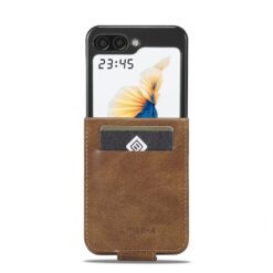 Peňaženkové puzdro Imeeke hnedé – Samsung Galaxy Z Flip 7 | Kryty na mobil Kryty na mobil | Peňaženkové puzdro Imeeke hnedé – Samsung Galaxy Z Flip 7 | Kryty na mobil