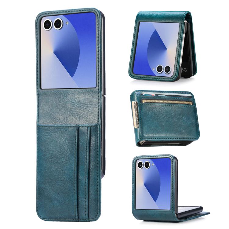 Peňaženkové puzdro Storm Leather case zelené – Samsung Galaxy Z Flip 7 | Kryty na mobil Kryty na mobil | Peňaženkové puzdro Storm Leather case zelené – Samsung Galaxy Z Flip 7 | Kryty na mobil