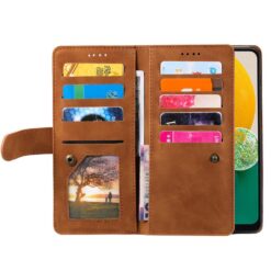 Multifunkčné peňaženkové puzdro Nine-Card Case hnedé – Samsung Galaxy A17 5G | Kryty na mobil Kryty na mobil | Multifunkčné peňaženkové puzdro Nine-Card Case hnedé – Samsung Galaxy A17 5G | Kryty na mobil