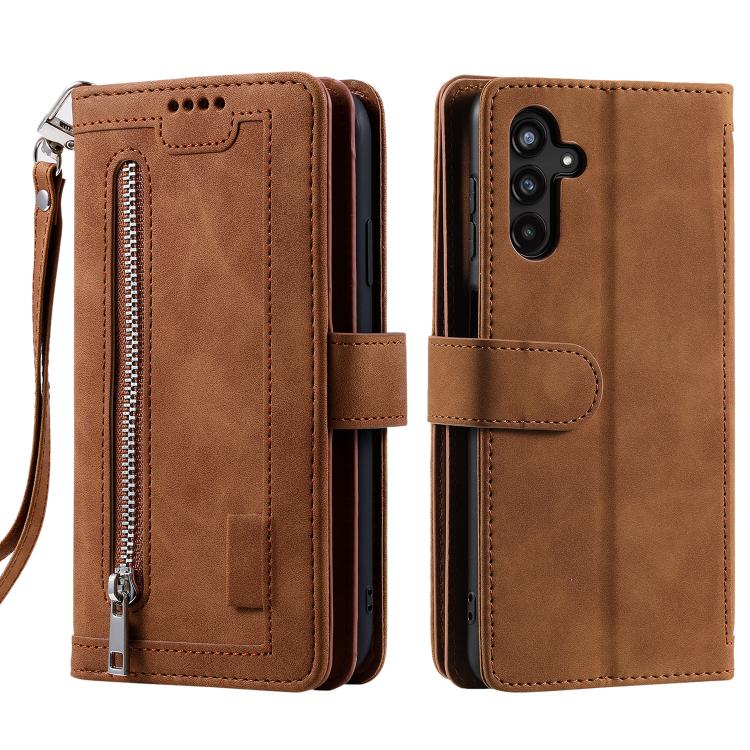 Multifunkčné peňaženkové puzdro Nine-Card Case hnedé – Samsung Galaxy A17 5G | Kryty na mobil Kryty na mobil | Multifunkčné peňaženkové puzdro Nine-Card Case hnedé – Samsung Galaxy A17 5G | Kryty na mobil