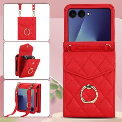Kryty na mobil | Peňaženkové puzdro Diamond Card case červené – Samsung Galaxy Z Flip 7 | Kryty na mobil