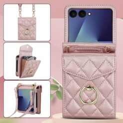 Peňaženkové puzdro Diamond Card case ružové – Samsung Galaxy Z Flip 7 | Kryty na mobil Kryty na mobil | Peňaženkové puzdro Diamond Card case ružové – Samsung Galaxy Z Flip 7 | Kryty na mobil
