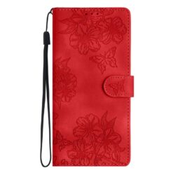 Peňaženkové puzdro Embossing Pattern Motýľ červené – Samsung Galaxy A17 5G