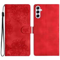 Kryty na mobil | Peňaženkové puzdro Embossing Pattern Motýľ červené – Samsung Galaxy A17 5G | Kryty na mobil
