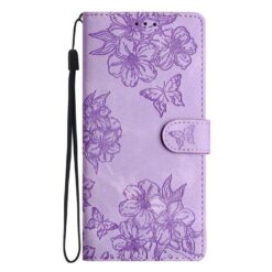 Kryty na mobil | Peňaženkové puzdro Embossing Pattern Motýľ fialové – Samsung Galaxy A17 5G | Kryty na mobil
