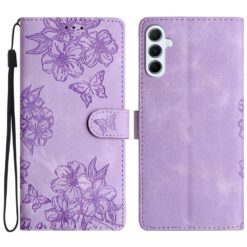 Peňaženkové puzdro Embossing Pattern Motýľ fialové – Samsung Galaxy A17 5G | Kryty na mobil Kryty na mobil | Peňaženkové puzdro Embossing Pattern Motýľ fialové – Samsung Galaxy A17 5G | Kryty na mobil