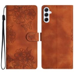 Peňaženkové puzdro Embossing Pattern Motýľ hnedé – Samsung Galaxy A17 5G | Kryty na mobil Kryty na mobil | Peňaženkové puzdro Embossing Pattern Motýľ hnedé – Samsung Galaxy A17 5G | Kryty na mobil