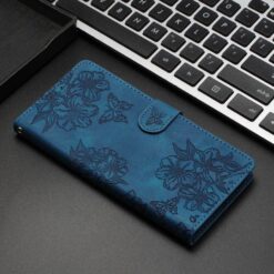 Kryty na mobil | Peňaženkové puzdro Embossing Pattern Motýľ modré – Samsung Galaxy A17 5G | Kryty na mobil