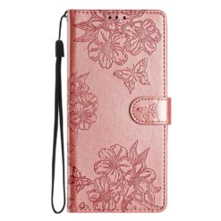 Peňaženkové puzdro Embossing Pattern Motýľ ružové – Samsung Galaxy A17 5G