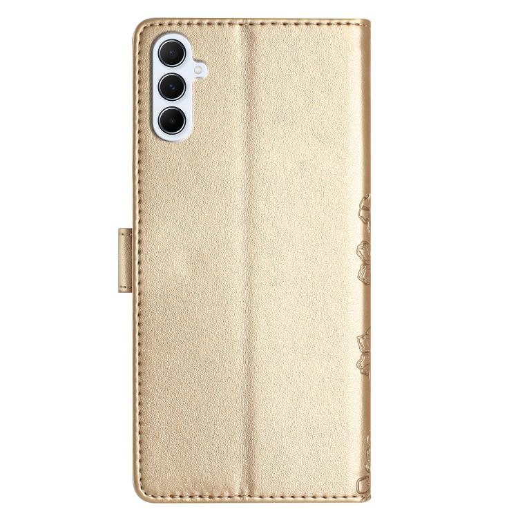 Peňaženkové puzdro Embossing Pattern Motýľ zlaté – Samsung Galaxy A17 5G | Kryty na mobil Kryty na mobil | Peňaženkové puzdro Embossing Pattern Motýľ zlaté – Samsung Galaxy A17 5G | Kryty na mobil