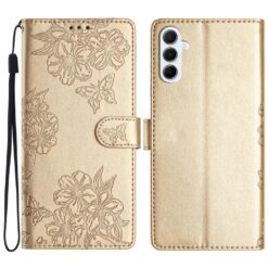 Peňaženkové puzdro Embossing Pattern Motýľ zlaté – Samsung Galaxy A17 5G | Kryty na mobil Kryty na mobil | Peňaženkové puzdro Embossing Pattern Motýľ zlaté – Samsung Galaxy A17 5G | Kryty na mobil