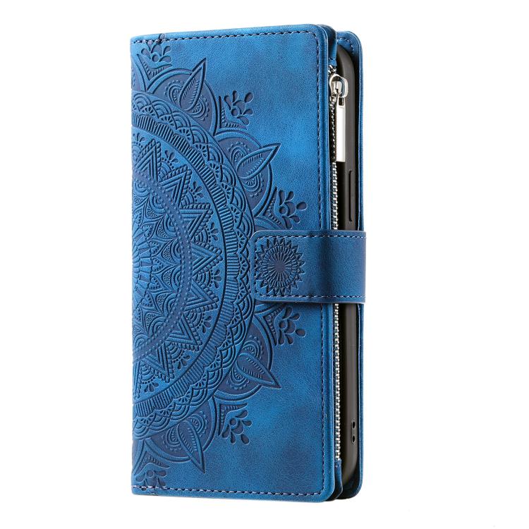 Peňaženkové puzdro Mandala zip case modré – Samsung Galaxy A17 5G | Kryty na mobil Kryty na mobil | Peňaženkové puzdro Mandala zip case modré – Samsung Galaxy A17 5G | Kryty na mobil