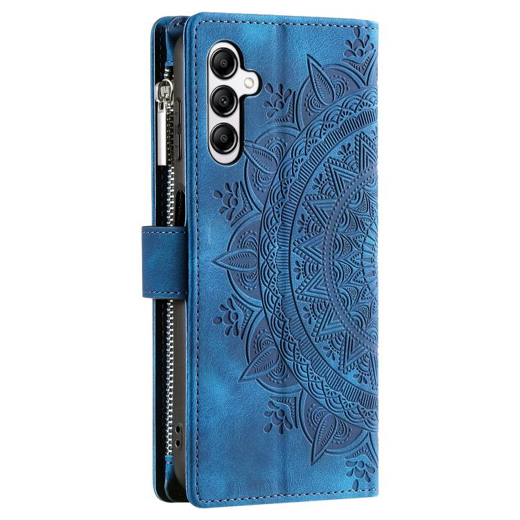 Peňaženkové puzdro Mandala zip case modré – Samsung Galaxy A17 5G | Kryty na mobil Kryty na mobil | Peňaženkové puzdro Mandala zip case modré – Samsung Galaxy A17 5G | Kryty na mobil