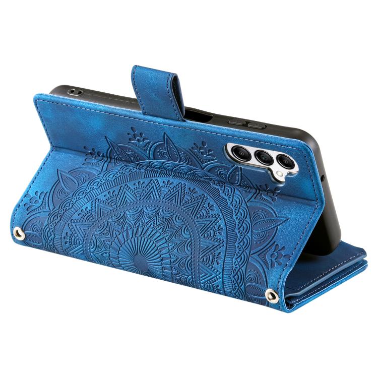 Peňaženkové puzdro Mandala zip case modré – Samsung Galaxy A17 5G | Kryty na mobil Kryty na mobil | Peňaženkové puzdro Mandala zip case modré – Samsung Galaxy A17 5G | Kryty na mobil