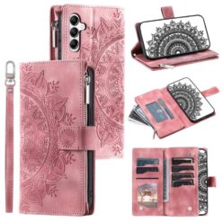 Peňaženkové puzdro Mandala zip case ružové – Samsung Galaxy A17 5G | Kryty na mobil Kryty na mobil | Peňaženkové puzdro Mandala zip case ružové – Samsung Galaxy A17 5G | Kryty na mobil