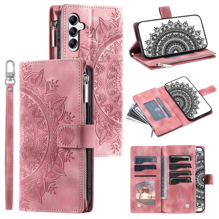 Peňaženkové puzdro Mandala zip case ružové – Samsung Galaxy A17 5G | Kryty na mobil Kryty na mobil | Peňaženkové puzdro Mandala zip case ružové – Samsung Galaxy A17 5G | Kryty na mobil