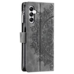 Peňaženkové puzdro Mandala zip case sivé – Samsung Galaxy A17 5G | Kryty na mobil Kryty na mobil | Peňaženkové puzdro Mandala zip case sivé – Samsung Galaxy A17 5G | Kryty na mobil