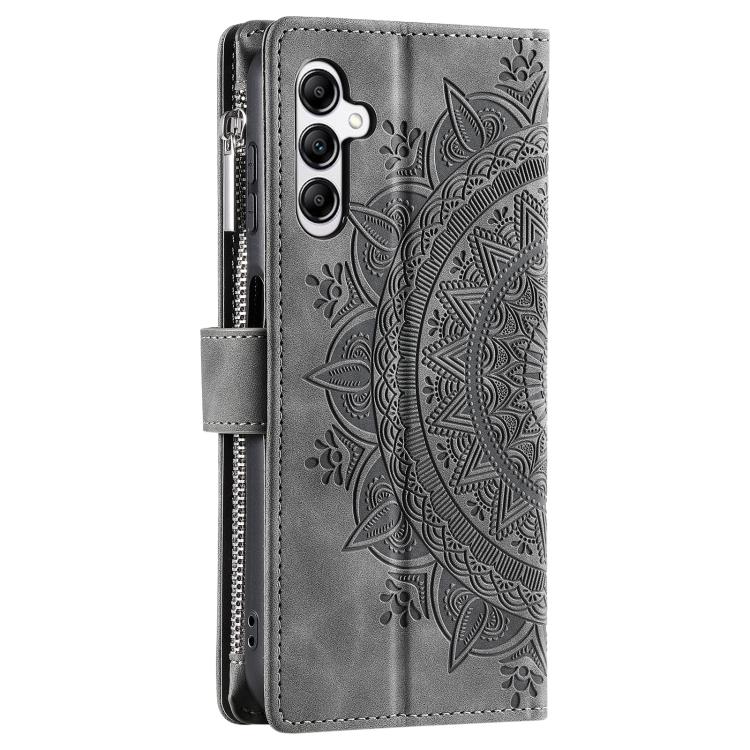 Peňaženkové puzdro Mandala zip case sivé – Samsung Galaxy A17 5G | Kryty na mobil Kryty na mobil | Peňaženkové puzdro Mandala zip case sivé – Samsung Galaxy A17 5G | Kryty na mobil