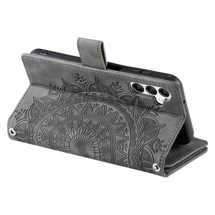 Peňaženkové puzdro Mandala zip case sivé – Samsung Galaxy A17 5G | Kryty na mobil Kryty na mobil | Peňaženkové puzdro Mandala zip case sivé – Samsung Galaxy A17 5G | Kryty na mobil
