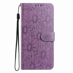 Kryty na mobil | Peňaženkové puzdro Embossing Pattern Kvety fialové – Xiaomi Redmi 15 4G/5G | Kryty na mobil