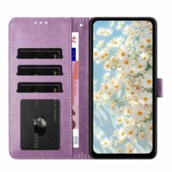 Peňaženkové puzdro Embossing Pattern Kvety fialové – Xiaomi Redmi 15 4G/5G | Kryty na mobil Kryty na mobil | Peňaženkové puzdro Embossing Pattern Kvety fialové – Xiaomi Redmi 15 4G/5G | Kryty na mobil