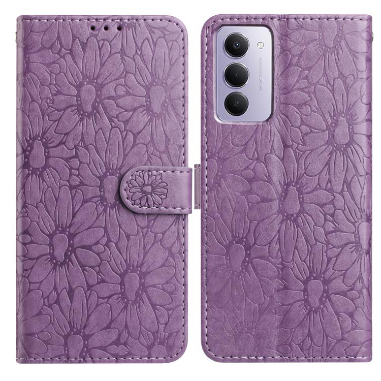 Peňaženkové puzdro Embossing Pattern Kvety fialové – Xiaomi Redmi 15 4G/5G | Kryty na mobil Kryty na mobil | Peňaženkové puzdro Embossing Pattern Kvety fialové – Xiaomi Redmi 15 4G/5G | Kryty na mobil