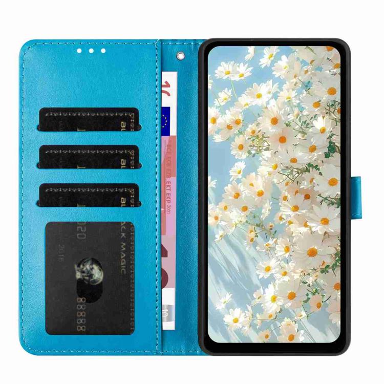 Peňaženkové puzdro Embossing Pattern Kvety modré – Xiaomi Redmi 15 4G/5G | Kryty na mobil Kryty na mobil | Peňaženkové puzdro Embossing Pattern Kvety modré – Xiaomi Redmi 15 4G/5G | Kryty na mobil