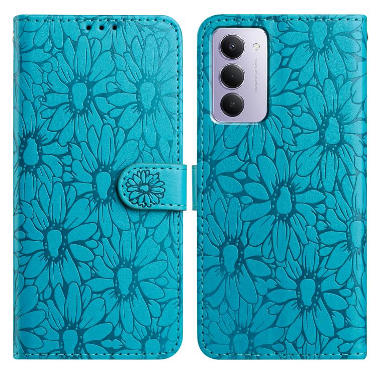 Peňaženkové puzdro Embossing Pattern Kvety modré – Xiaomi Redmi 15 4G/5G | Kryty na mobil Kryty na mobil | Peňaženkové puzdro Embossing Pattern Kvety modré – Xiaomi Redmi 15 4G/5G | Kryty na mobil