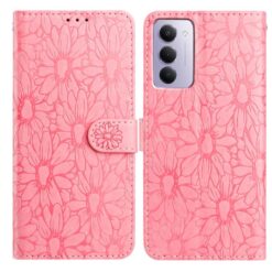 Kryty na mobil | Peňaženkové puzdro Embossing Pattern Kvety ružové – Xiaomi Redmi 15 4G/5G | Kryty na mobil