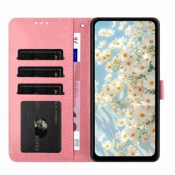 Kryty na mobil | Peňaženkové puzdro Embossing Pattern Kvety ružové – Xiaomi Redmi 15 4G/5G | Kryty na mobil