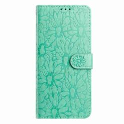 Peňaženkové puzdro Embossing Pattern Kvety zelené – Xiaomi Redmi 15 4G/5G