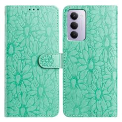 Kryty na mobil | Peňaženkové puzdro Embossing Pattern Kvety zelené – Xiaomi Redmi 15 4G/5G | Kryty na mobil