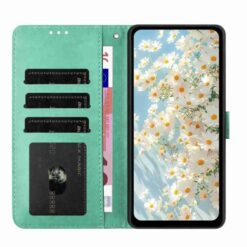 Kryty na mobil | Peňaženkové puzdro Embossing Pattern Kvety zelené – Xiaomi Redmi 15 4G/5G | Kryty na mobil